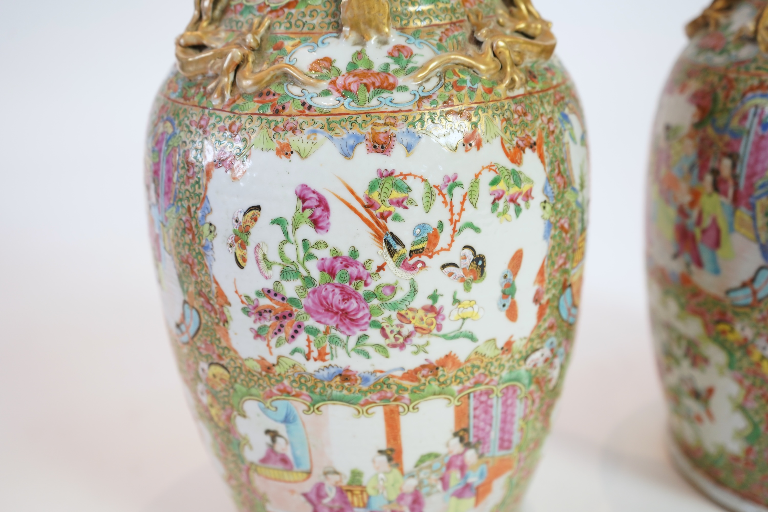 A pair of large Chinese famille rose vases, 19th century